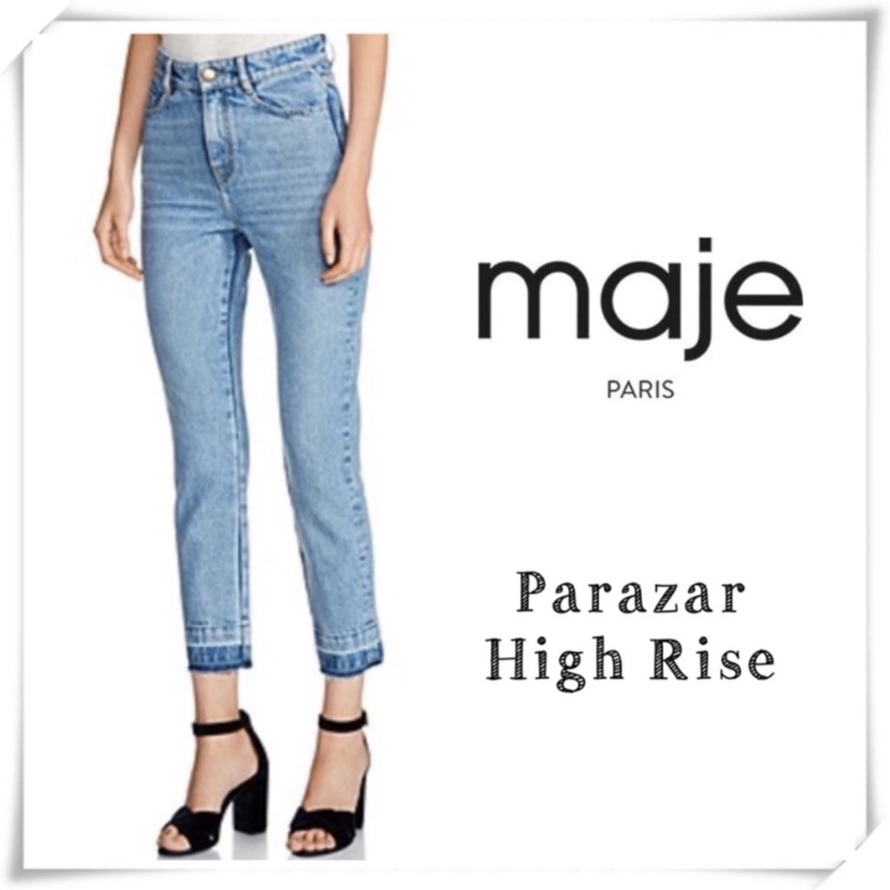 NWT Maje Parazar High Rise Raw Hem Mom Jeans